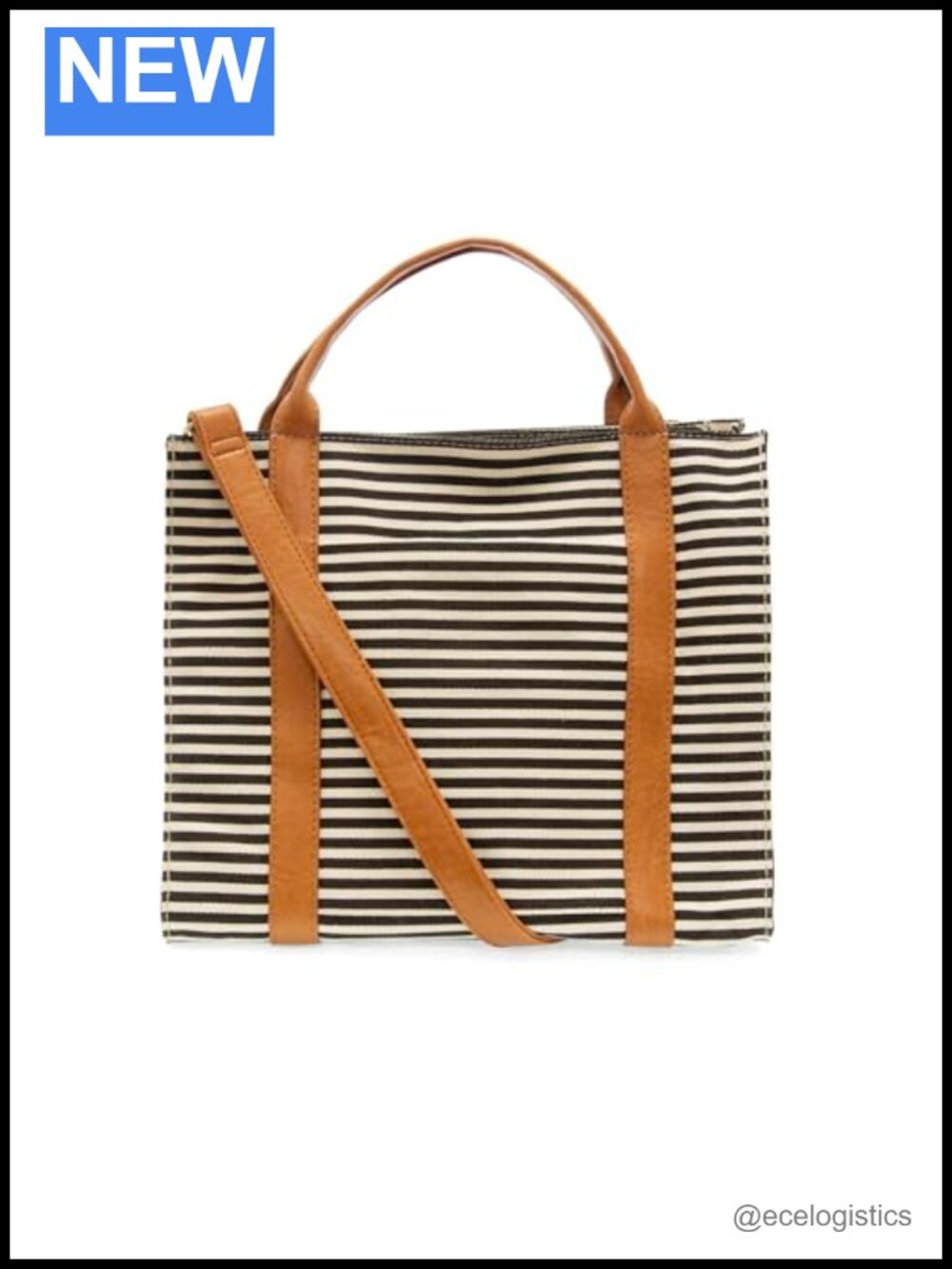 Large Canvas Tote Handbag - Washed Canvas, Zipper Closure